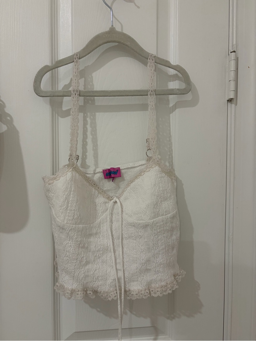 Edikted Cream Lace Camisole with Front Tie